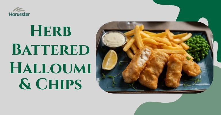 Herb Battered Halloumi & Chips
